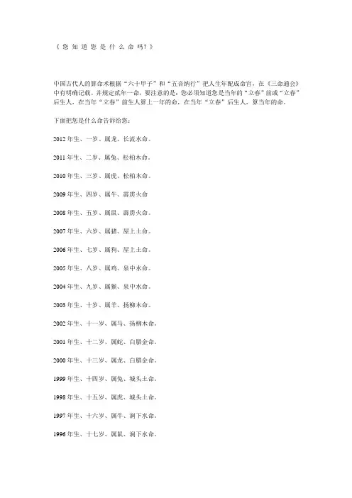 看看自己什么命(最新版)