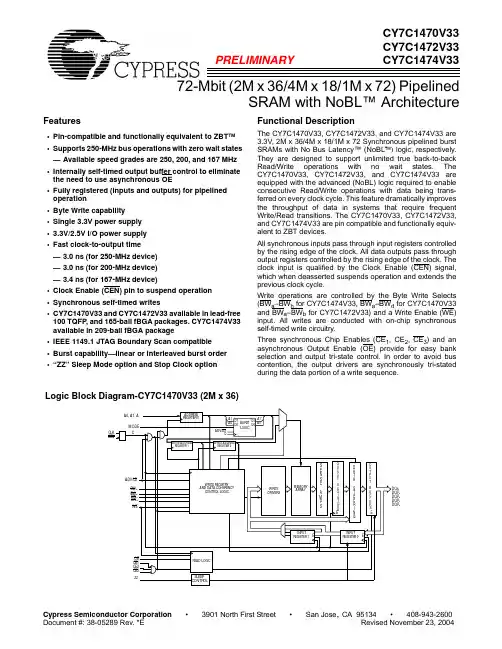 CY7C1470V33中文资料