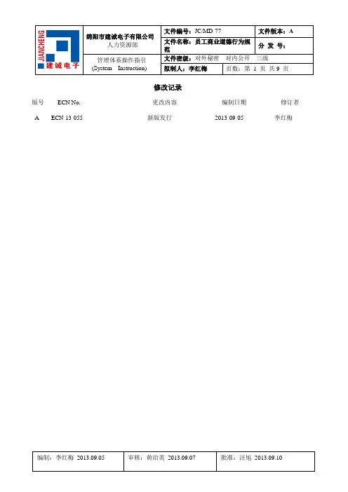 MD-77 员工商业道德行为规范 A
