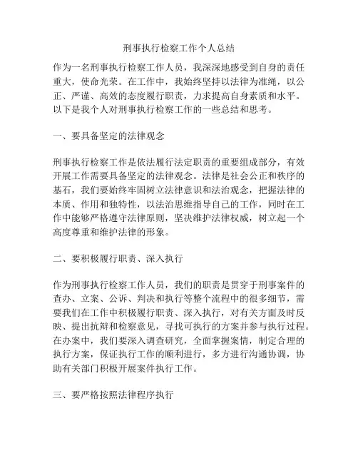 刑事执行检察工作个人总结