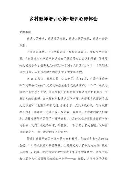 乡村教师培训心得-培训心得体会