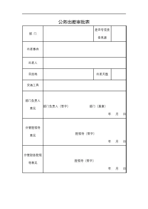 公务出差审批表【模板】