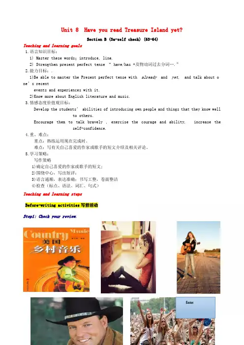 八年级Unit8HaveyoureadTreasureIslandyet(第6课时)SectionB(3a_selfcheck)教案(新版)人教新目标版