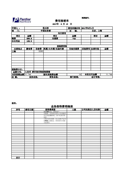 报销申请表模板