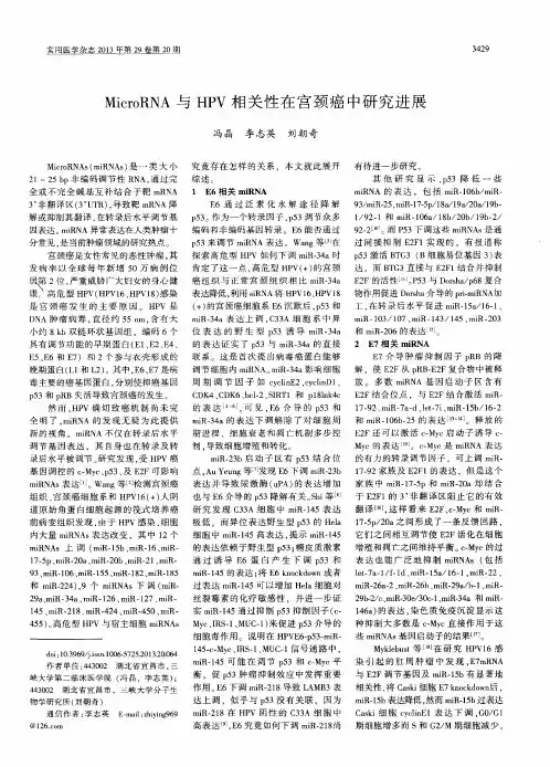 MicroRNA与HPV相关性在宫颈癌中研究进展