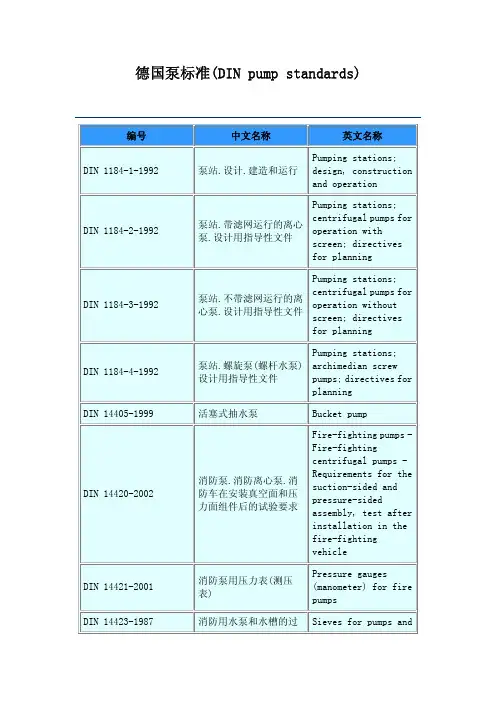 德国泵标准