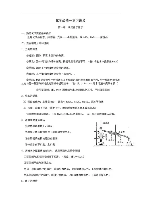 人教版化学必修一复习提纲(2020新改版)