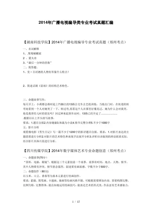 广播电视编导类专业考试真题