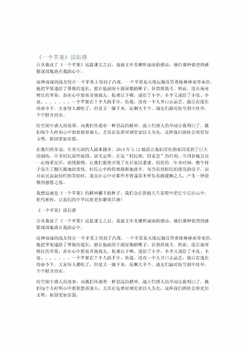 《一个苹果》读后感