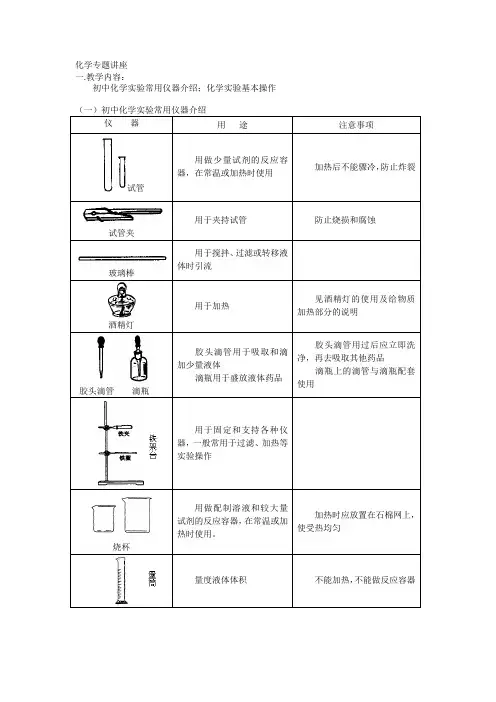九年级化学专题讲座复习