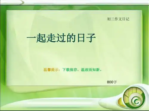 初三作文日记《一起走过的日子》800字(总11页PPT)