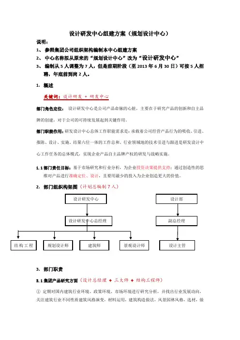 设计研发中心组建方案