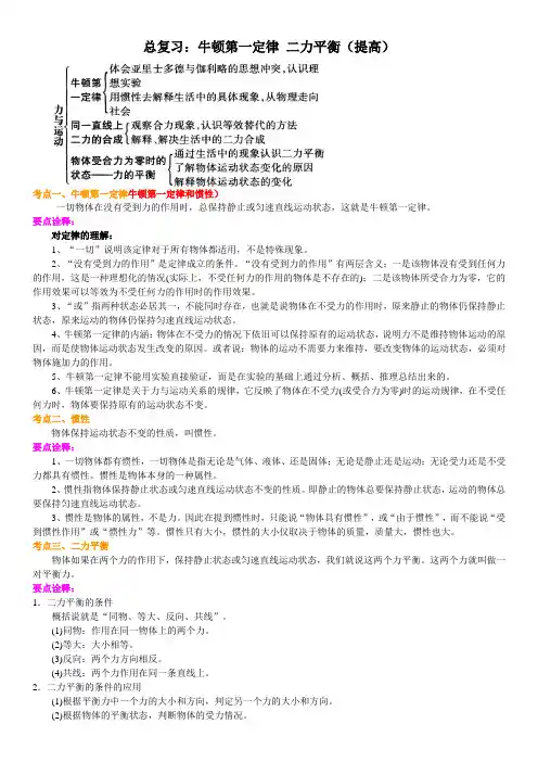 中考复习：牛顿第一定律 二力平衡