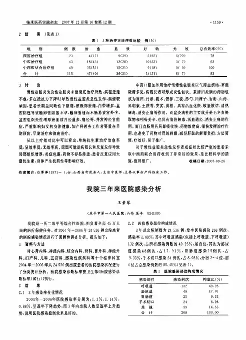 我院三年来医院感染分析
