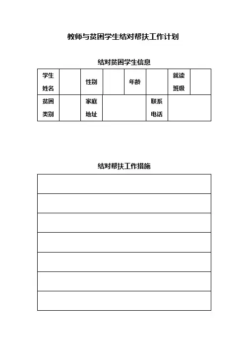 教师与贫困学生结对帮扶家访记录