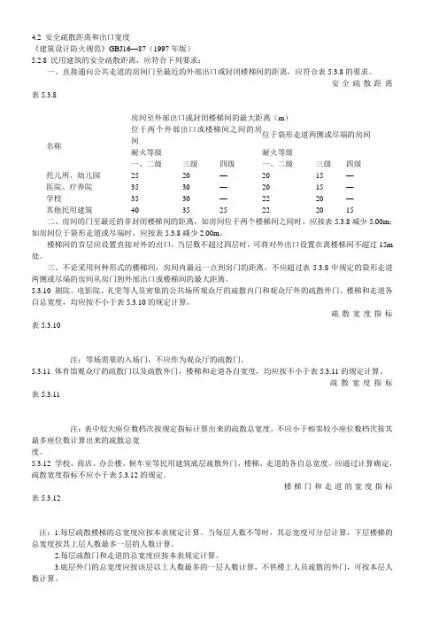 建筑安全疏散距离条文归纳