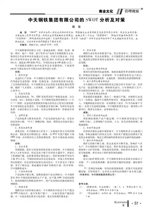 中天钢铁集团有限公司的SWOT分析及对策