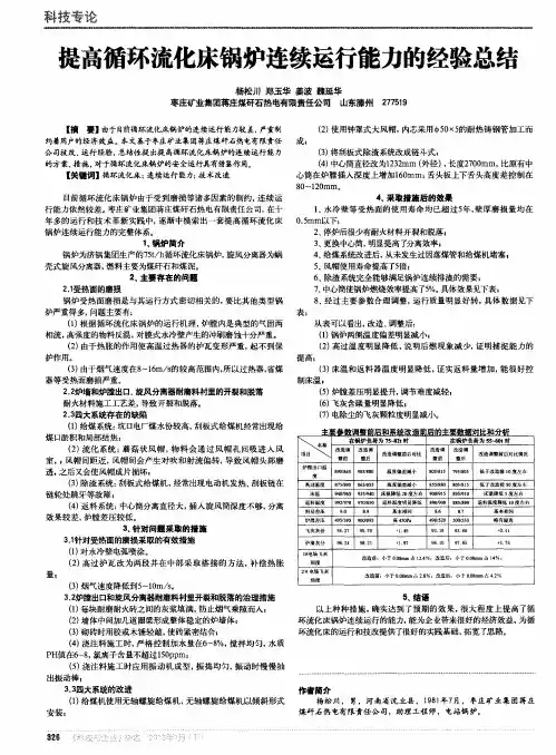 提高循环流化床锅炉连续运行能力的经验总结