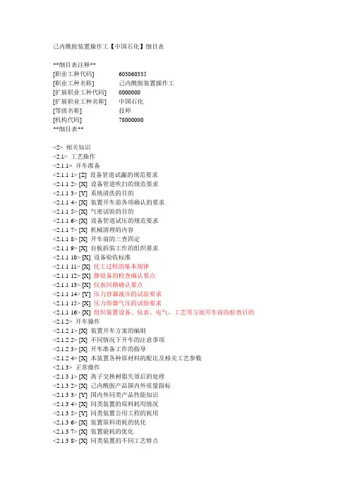 己内酰胺装置操作工(技师)