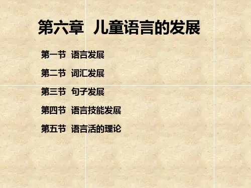 第六章 儿童语言发展