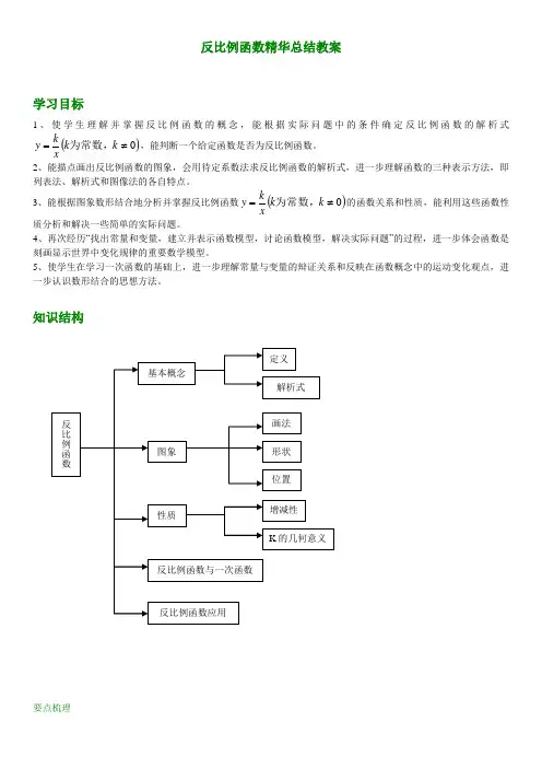 北师大版九年级数学 反比例函数精华总结