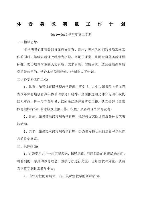 体音美教研组计划