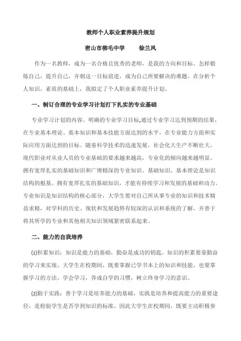 教师个人职业素养提升规划