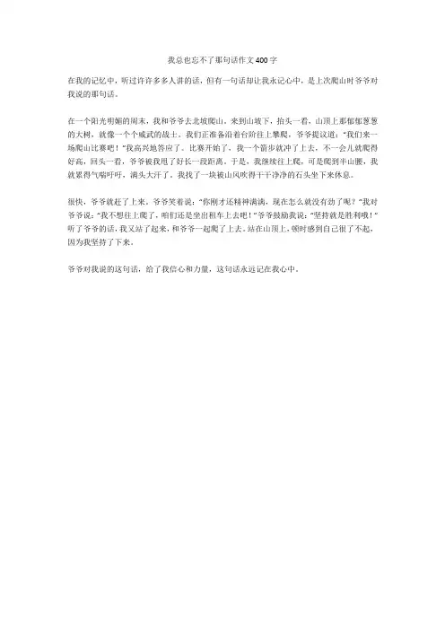我总也忘不了那句话作文400字完美版