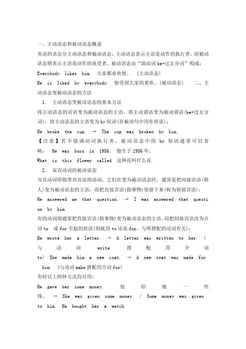 主动语态变被动语态的方法+习题