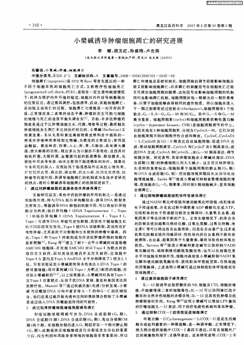小檗碱诱导肿瘤细胞凋亡的研究进展