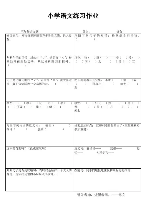 小学五年级语文课堂练习II (39)
