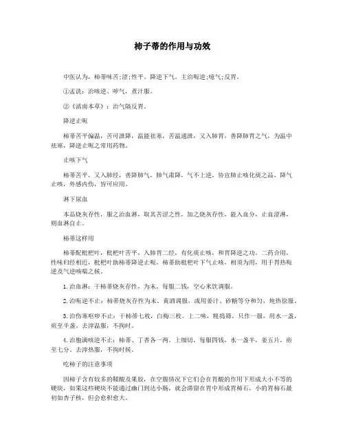 柿子蒂的作用与功效
