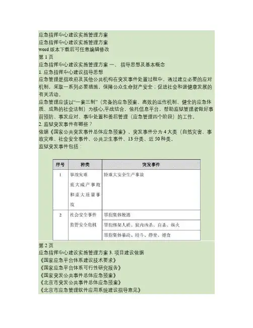 应急指挥中心建设实施管理方案