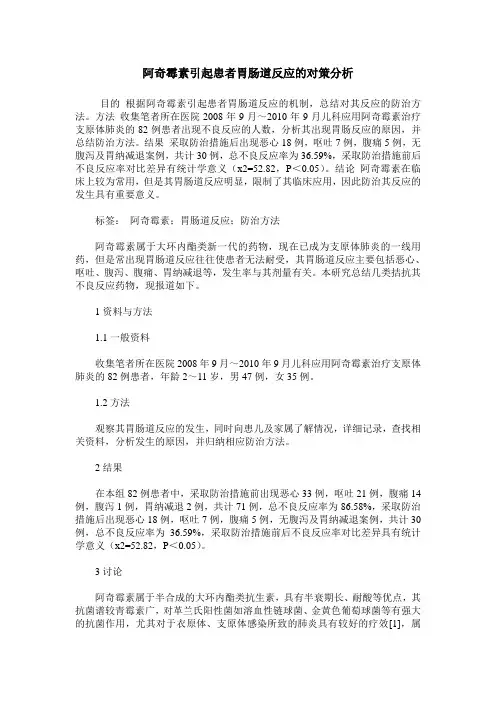 阿奇霉素引起患者胃肠道反应的对策分析