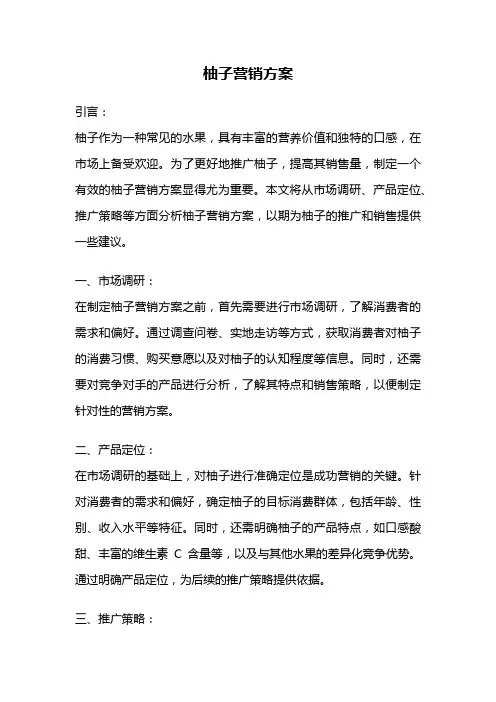 柚子营销方案