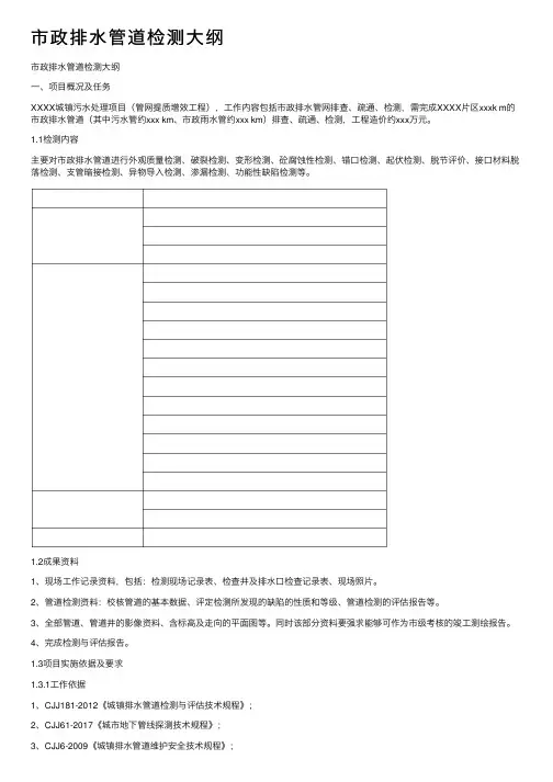 市政排水管道检测大纲