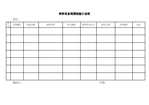 特种设备检验周期计划表