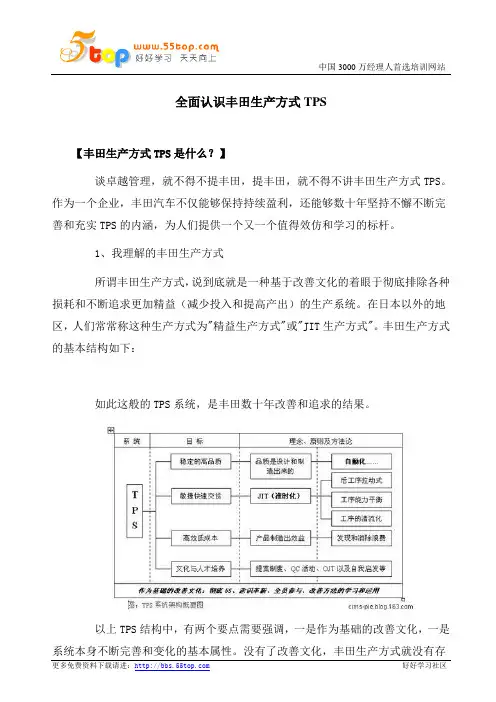 全面认识丰田生产方式TPS