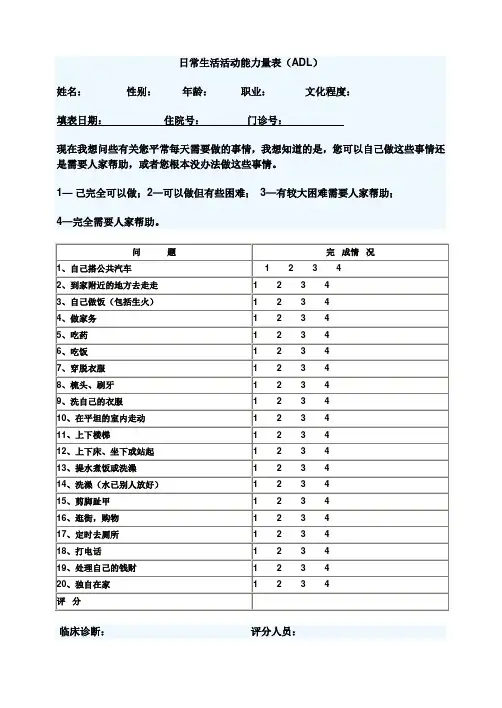 日常生活能力量表