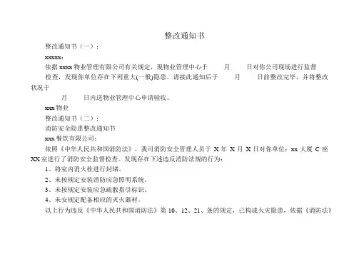 整改通知书5则_范文