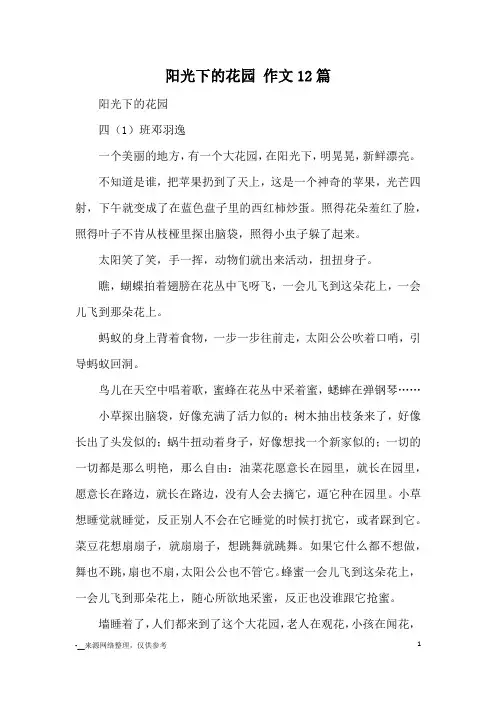 阳光下的花园 作文12篇_优秀作文