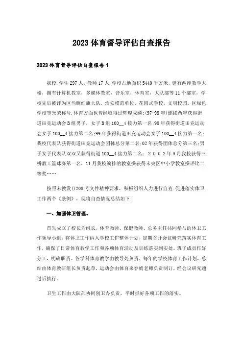2023体育督导评估自查报告