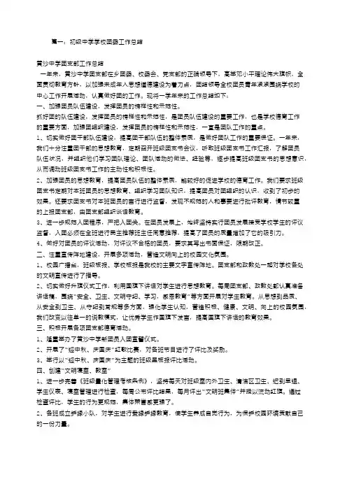 初中学校团委工作总结