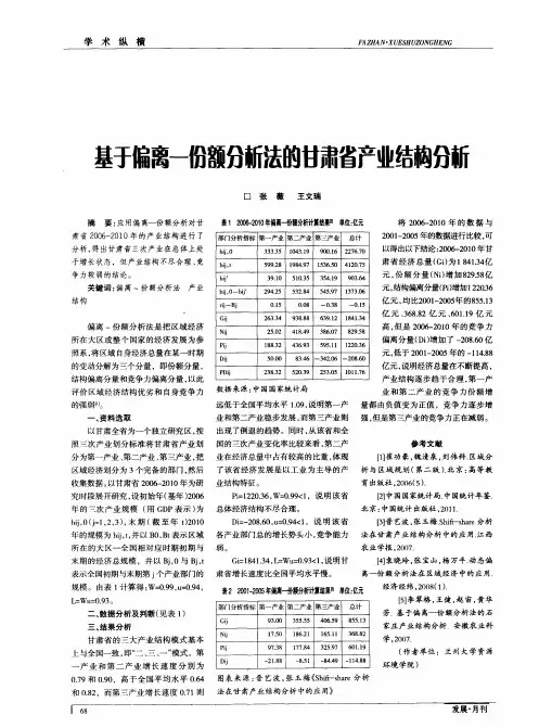 基于偏离一份额分新法的甘肃省产业结构分析