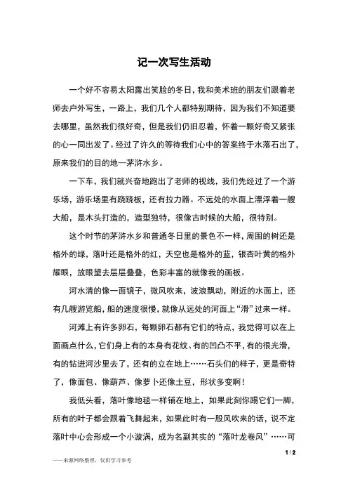 记一次写生活动_五年级作文