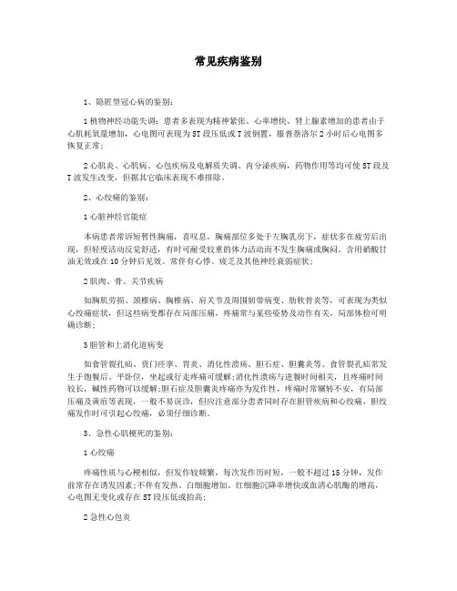 常见疾病鉴别