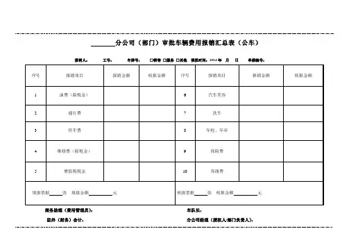 公车车辆费用报销汇总表