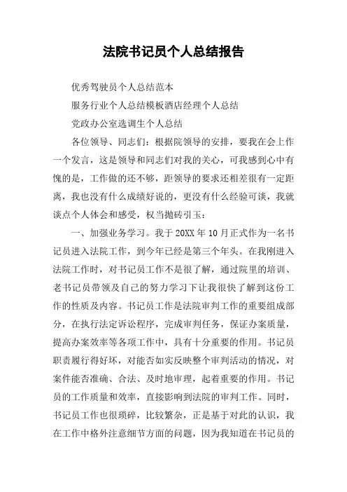 法院书记员个人总结报告