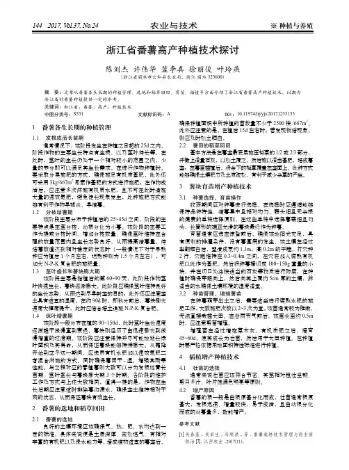浙江省番薯高产种植技术探讨