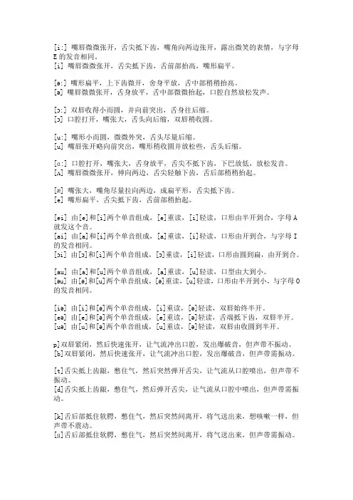 48个音标的发音方法